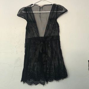 NWOT Black lace robe